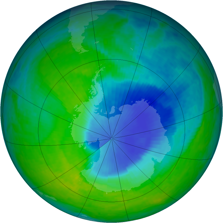 Antarctic ozone map for 01 December 1993